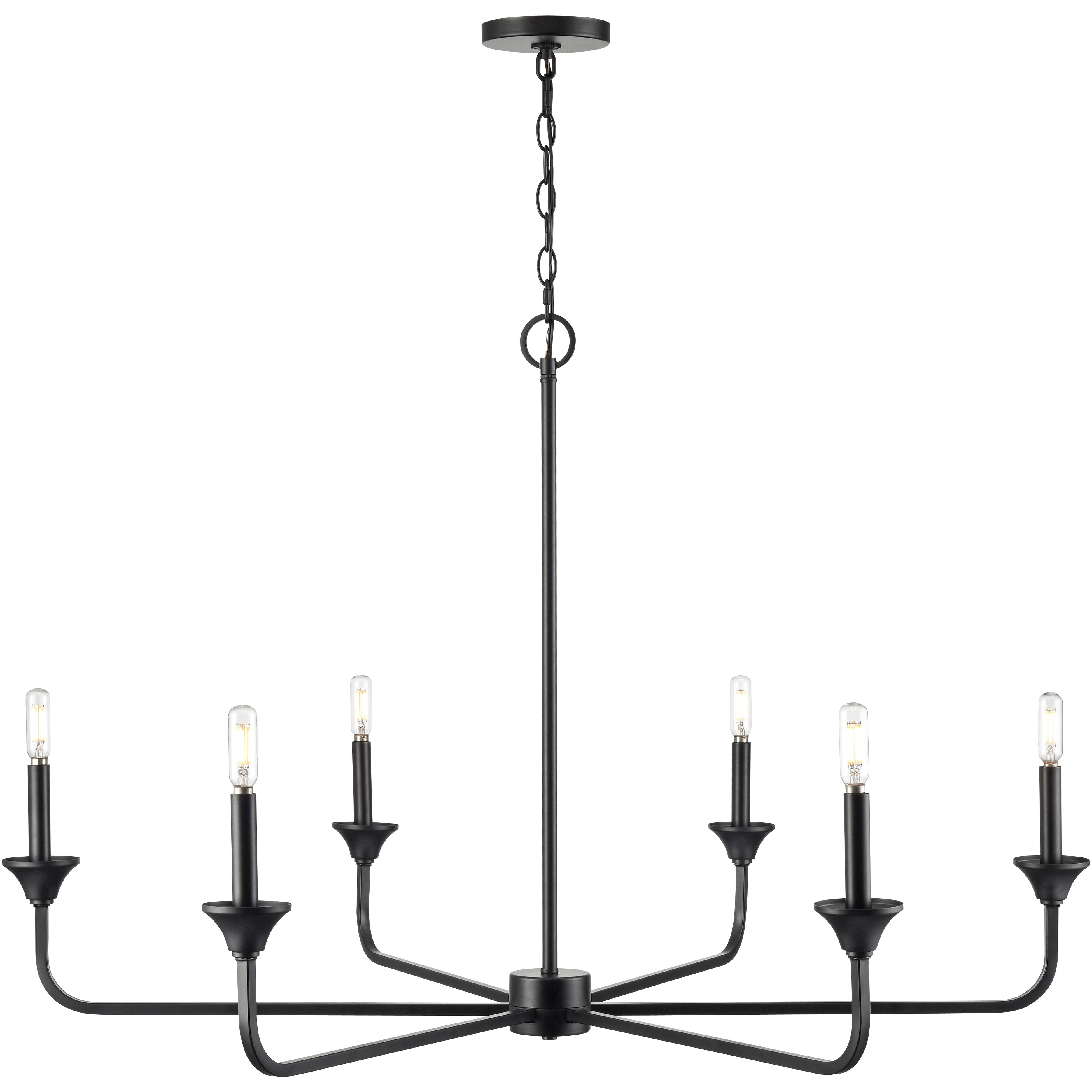 Herring 6 Light 42 inch Matte Black Chandelier Ceiling Light